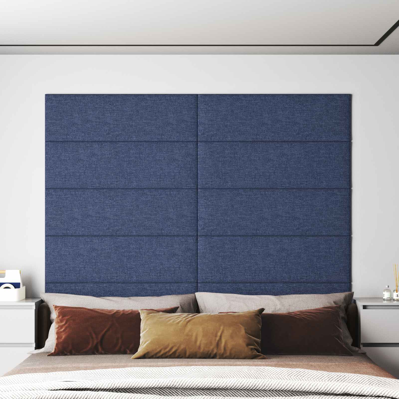 Wandkopfteile Blau Stoff 90x30cm, 12er Set