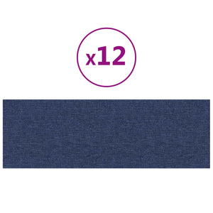 Wandkopfteile Blau Stoff 90x30cm, 12er Set