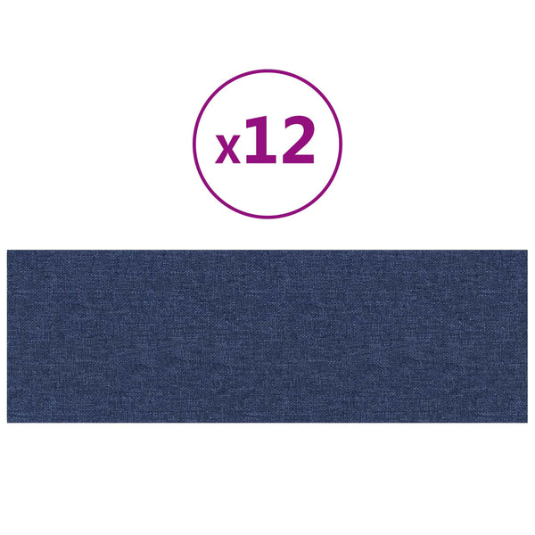 Wandkopfteile Blau Stoff 90x30cm, 12er Set