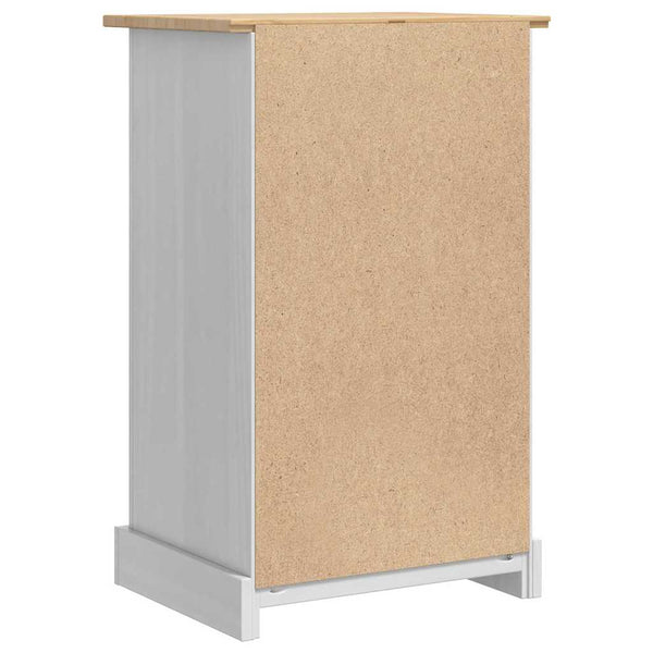 Weißer Nachttisch Kiefer Massivholz 53x39x84cm