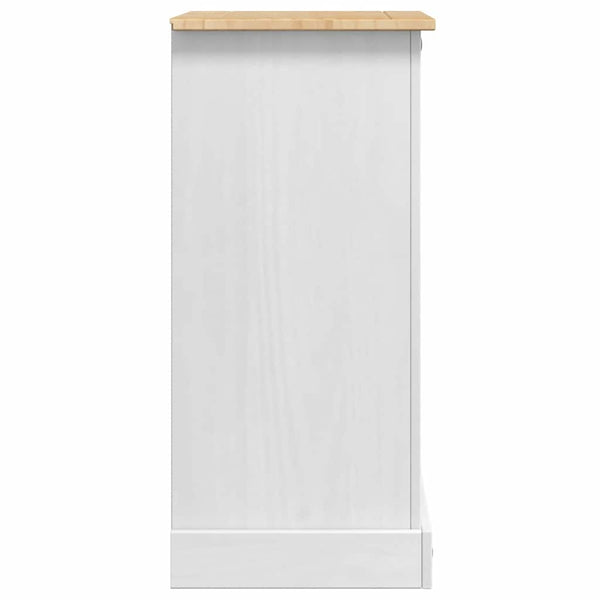 Weißer Nachttisch Kiefer Massivholz 53x39x84cm