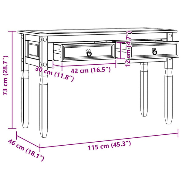 Weißer Beistelltisch Kiefer Massivholz 115cm
