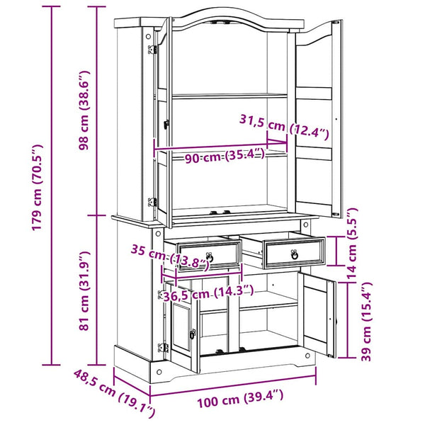 Weißes Kiefer Sideboard 100cm