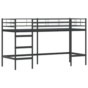 Schwarzes Kinder-Loftbett 74,5x190 cm Stahl