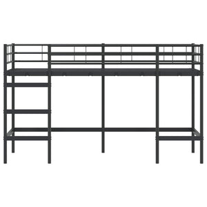 Schwarzes Kinder-Loftbett 74,5x190 cm Stahl