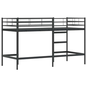 Schwarzes Kinder-Loftbett 90x190 cm Stahl