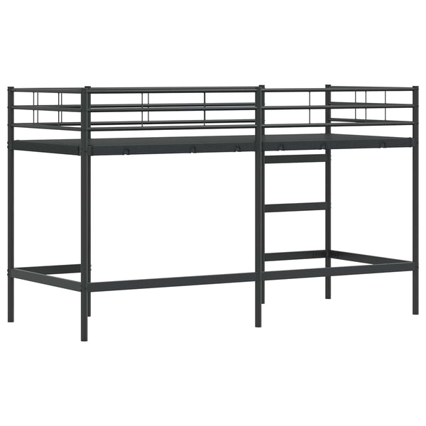 Schwarzes Kinder-Loftbett 90x190 cm Stahl