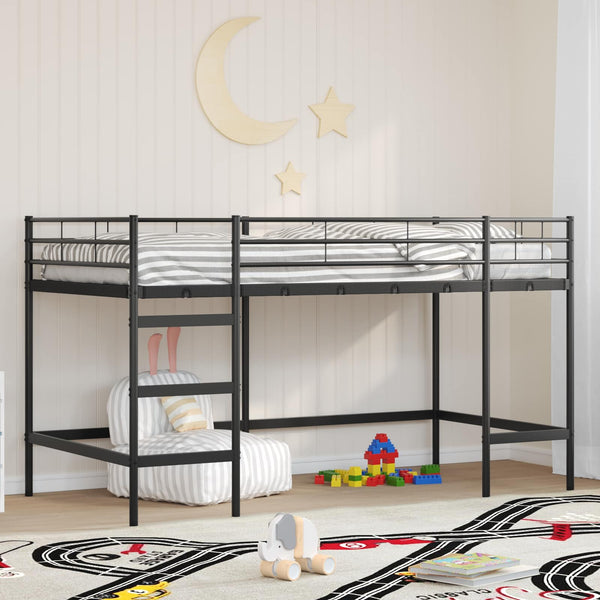 Schwarzes Kinder-Loftbett 90x200 cm