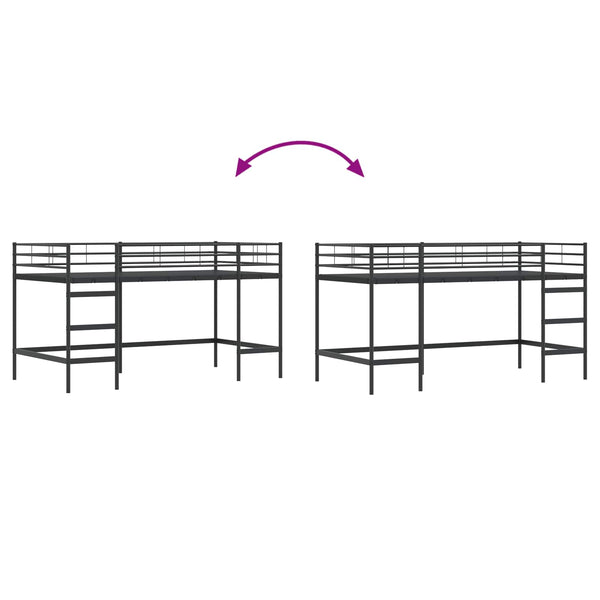 Schwarzes Kinder-Loftbett 90x200 cm