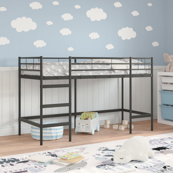 Schwarzes Kinder-Hochbett 99,5x190 cm Stahl