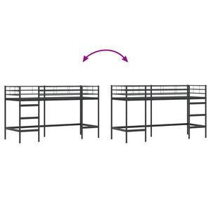 Schwarzes Kinder-Hochbett 99,5x190 cm Stahl