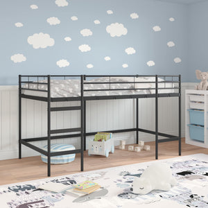 Schwarzes Kinder-Loftbett 99,5x200 cm