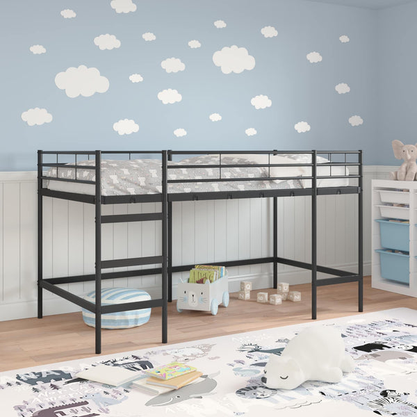 Schwarzes Kinder-Loftbett 99,5x200 cm