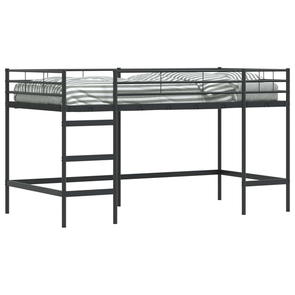 Schwarzes Kinder-Hochbett 107x200 cm Stahl