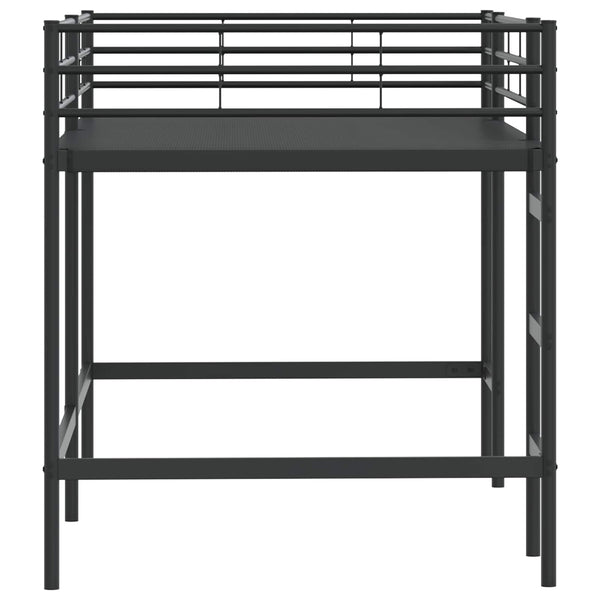 Schwarzes Kinder-Hochbett 107x200 cm Stahl
