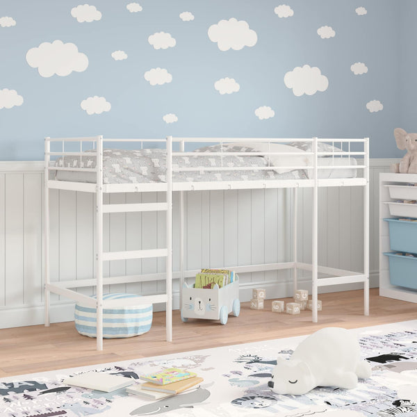 Weißes Kinder-Hochbett 90x190 cm Stahl