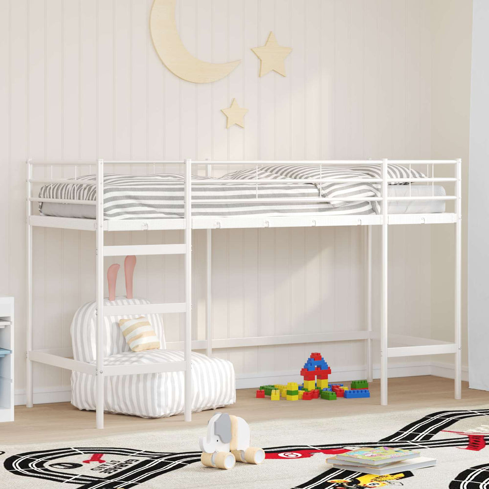Weißes Kinder-Loftbett 99,5x190 cm
