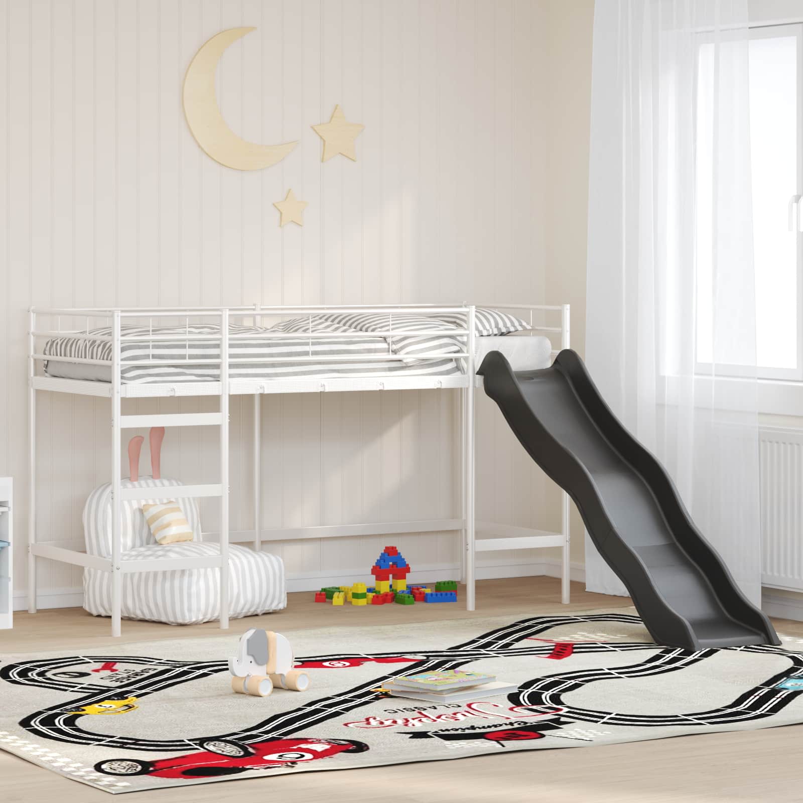 Kinder Hochbett mit Rutsche 75x190 cm