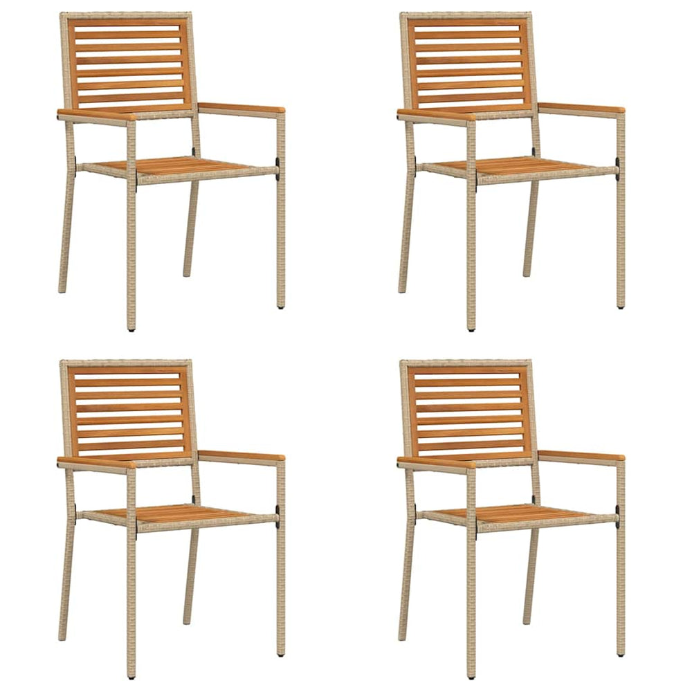 vidaXL Chaises de jardin empilables 4 pcs Marron et beige 54 x 56 x 90 cm