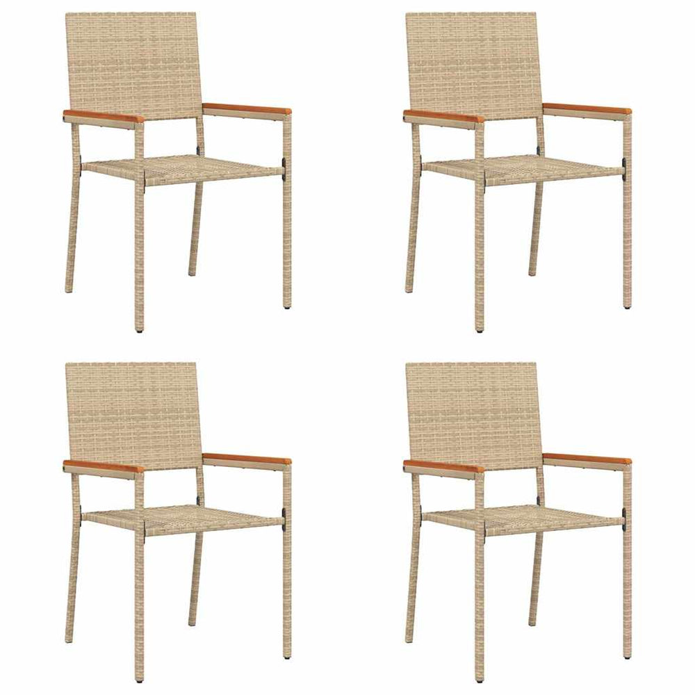 Garten Stapelstühle 4er Set Creme Braun