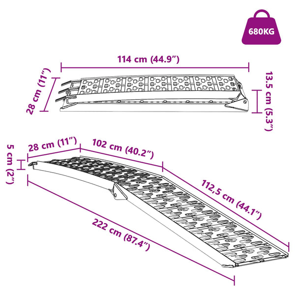 Faltbare Motorradrampe, 2er Set, 340 kg