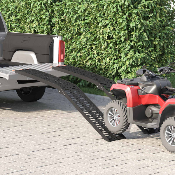 Motorradrampe Klappbar 340 kg Schwarz (2 Stk)