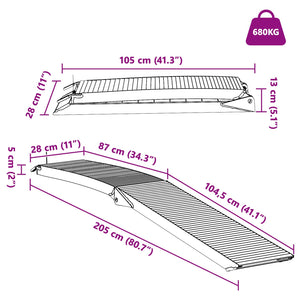 Motorradrampe Aluminium 680 kg, 2er Set