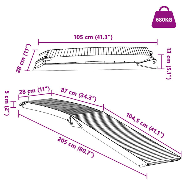 Motorradrampe Aluminium 680 kg, 2er Set