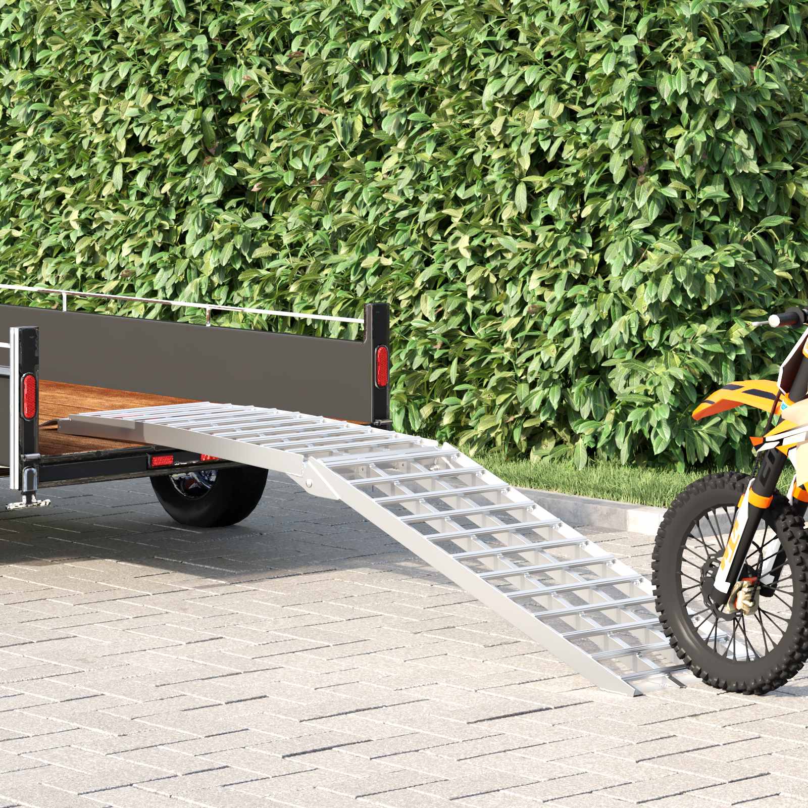 Motorradrampe 680 kg Aluminium Silber