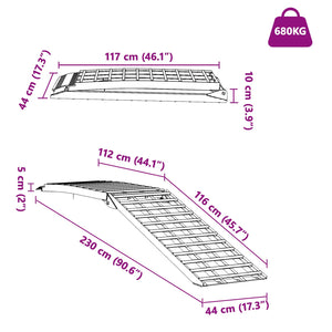 Motorradrampe 680 kg Aluminium Silber