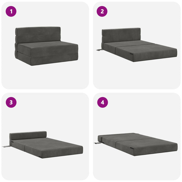 vidaXL Canapé-lit pliant Gris foncé 190 x 70 x 15 cm Velours