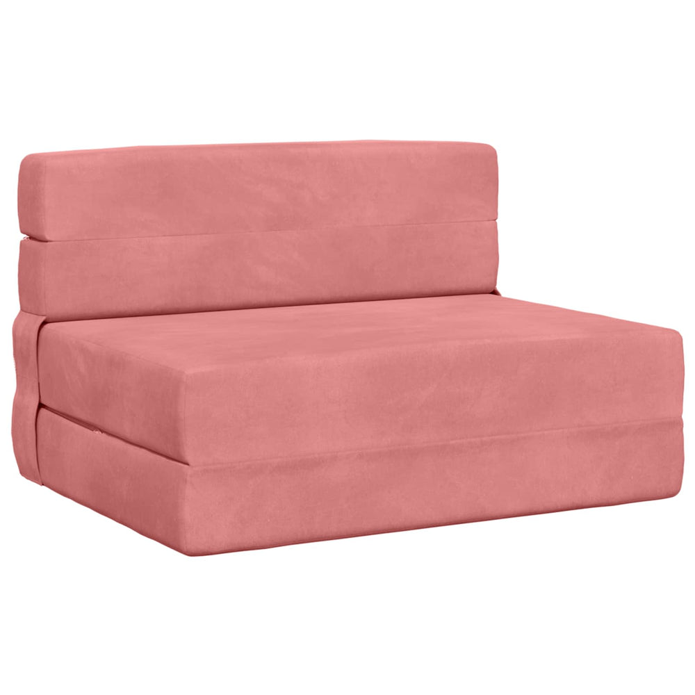 Rosa Klappsofa Bett 190 cm Samt