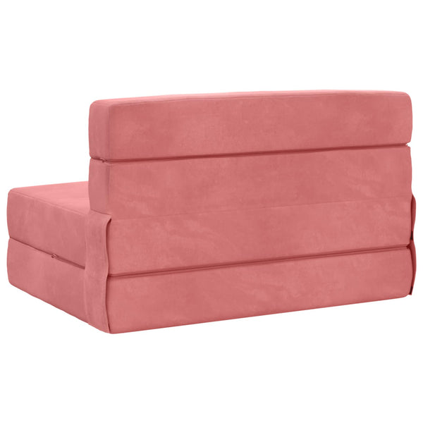 Rosa Klappsofa Bett 190 cm Samt