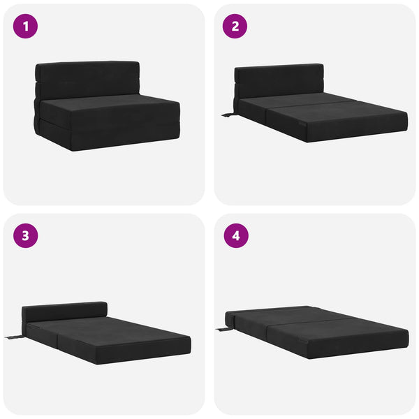 vidaXL Canapé-lit pliant noir 190 x 70 x 15 cm Velours