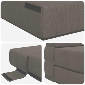 Klappsofa Bett Hellgrau Cord 190x70x15cm
