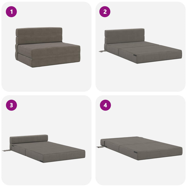Klappsofa Bett Hellgrau Cord 190x70x15cm