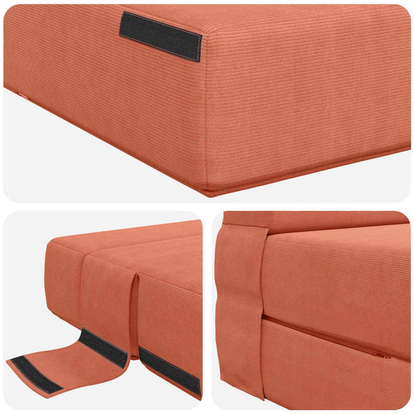 Klappsofa Bett Rot-Orange Cordstoff 190 cm