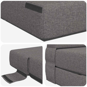 Klappsofa Bett Hellgrau Stoff 190cm