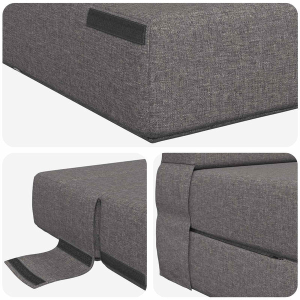 Klappsofa Bett Hellgrau Stoff 190cm