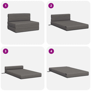 Klappsofa Bett Hellgrau Stoff 190cm