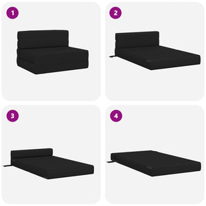 Schwarzes Klappsofa Bett 190 cm Stoff