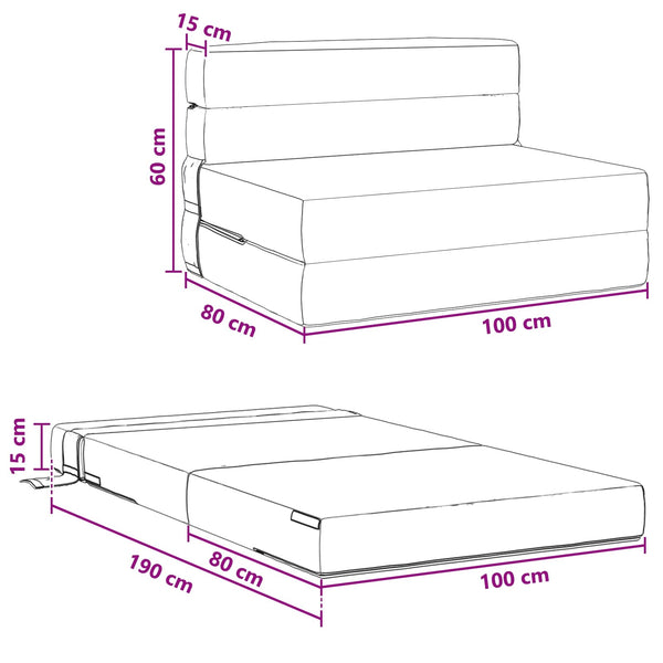 Klappsofa Bett Dunkelgrün 190 cm