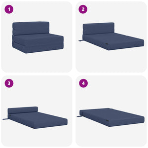 Blaues Klappsofa Bett 190x100 cm