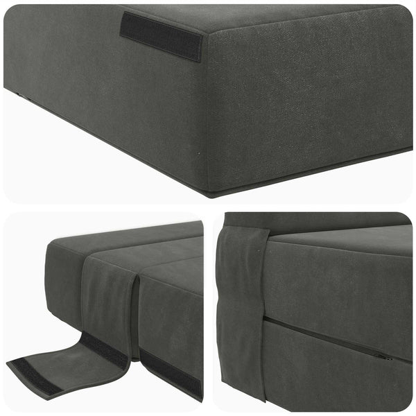 Klappsofa Bett Dunkelgrau Samt 190 cm