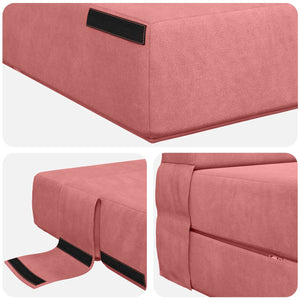Rosa Samt Klappsofa Bett 190 cm