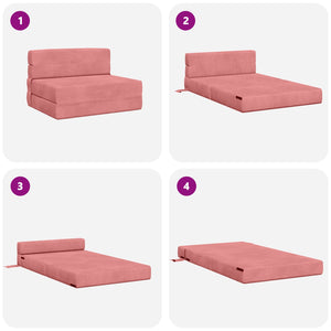 Rosa Samt Klappsofa Bett 190 cm