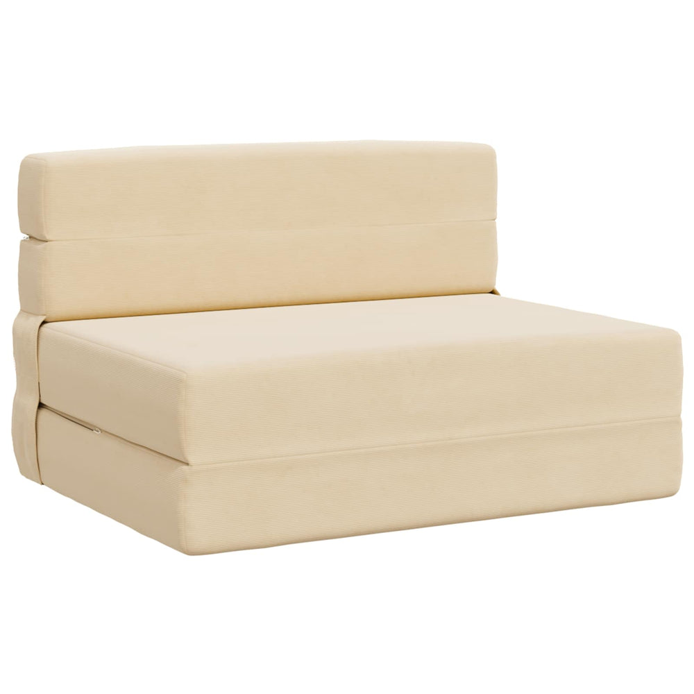 Klappsofa Bett Creme Cordstoff 190x100 cm