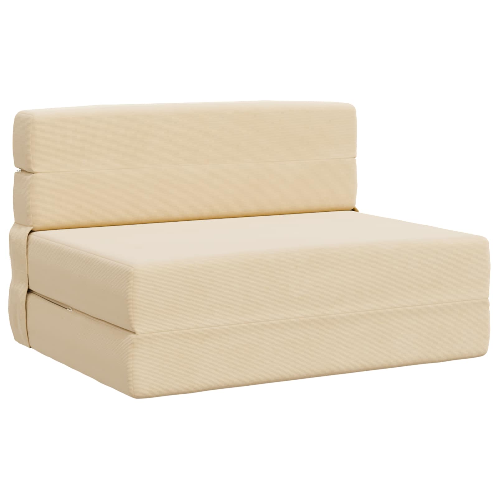 Klappsofa Bett Creme Cordstoff 190x100 cm