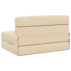Klappsofa Bett Creme Cordstoff 190x100 cm