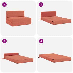 Schlafsofa Klappsofa Bettfunktion Rot-Orange Cord